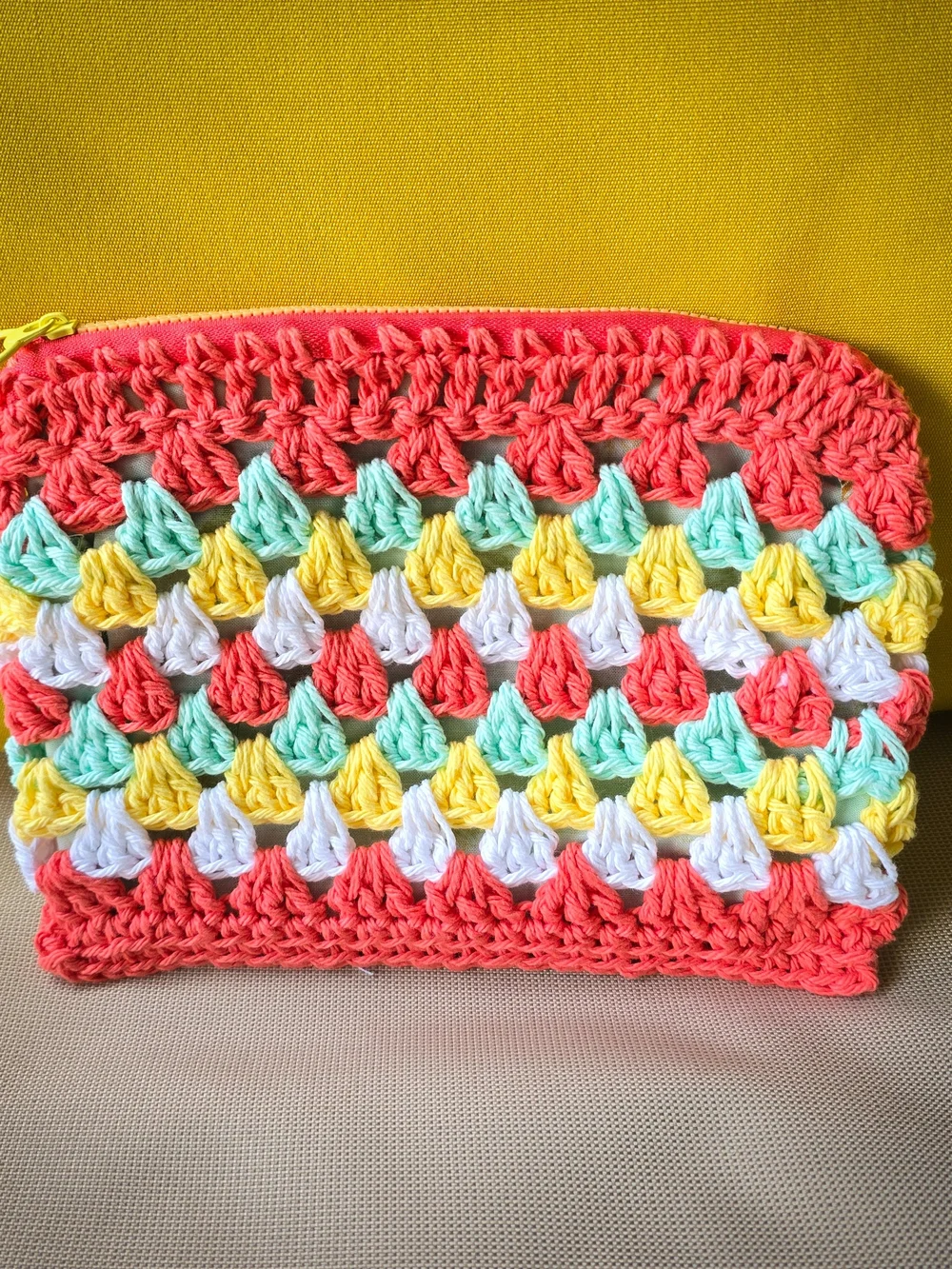 Handmade Crocheted Cotton Zipper Pouch